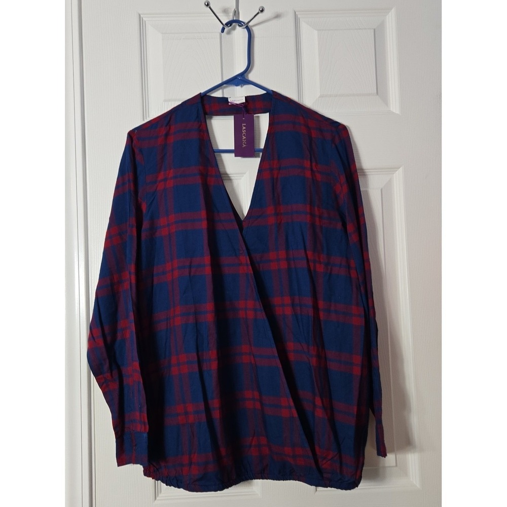 Lascana Womans‎ NWT Blouse Size 8 Long Sleeve Plaid